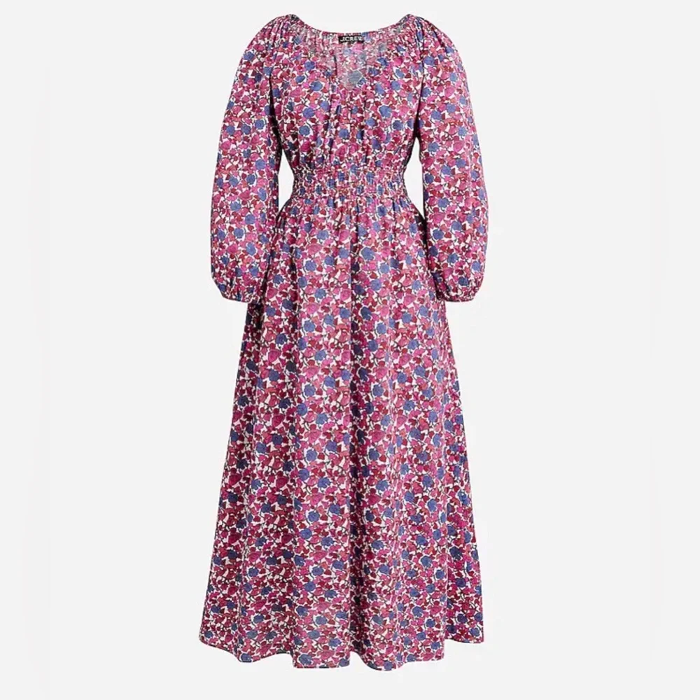 J CREW V-Neck Midi Dress in Berry Floral Size M - Picture 1 of 5
